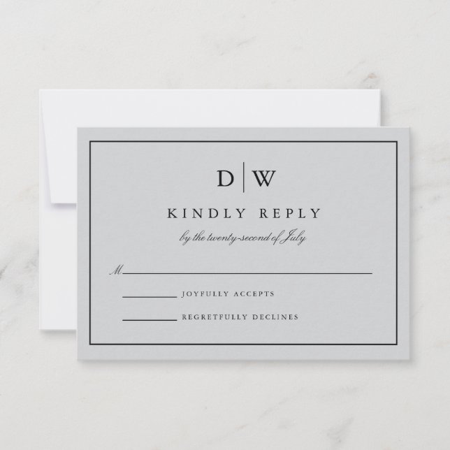 Tarjeta De Confirmación De Asistencia Minimalist Monogram Wedding (Anverso)