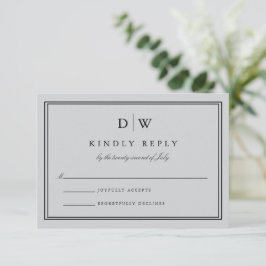 Tarjeta De Confirmación De Asistencia Minimalist Monogram Wedding