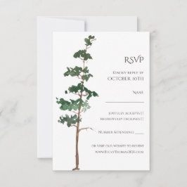 Tarjeta De Confirmación De Asistencia Minimalist Watercolor Spruce Wedding
