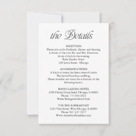 Tarjeta De Confirmación De Asistencia Minimalist Wedding Details Information Insert Card