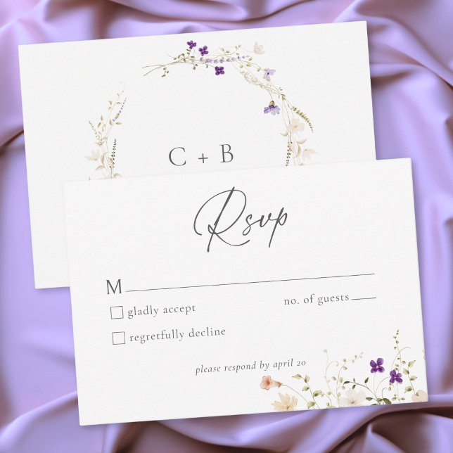 Tarjeta De Confirmación De Asistencia Minimalist Wildflower Romantic Botanical Wedding (Minimalist Wildflower Romantic Botanical Wedding RSVP Card)
