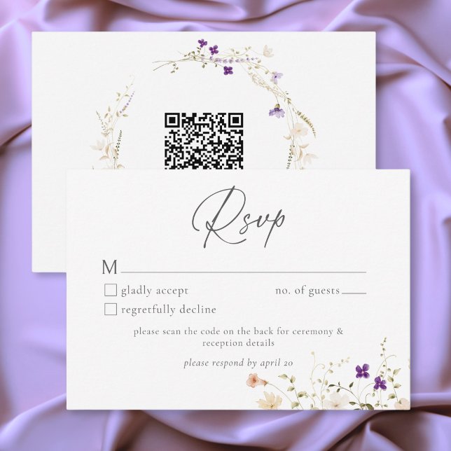 Tarjeta De Confirmación De Asistencia Minimalist Wildflower Romantic Botanical Wedding (Minimalist Wildflower Romantic Botanical Wedding RSVP Card)