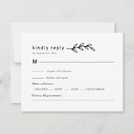 Tarjeta De Confirmación De Asistencia minimalist Wildflower Wreath Folk Rustic Wedding