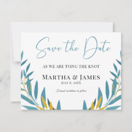 Tarjeta De Confirmación De Asistencia Minimalista Blue Botanical Save the Date Card