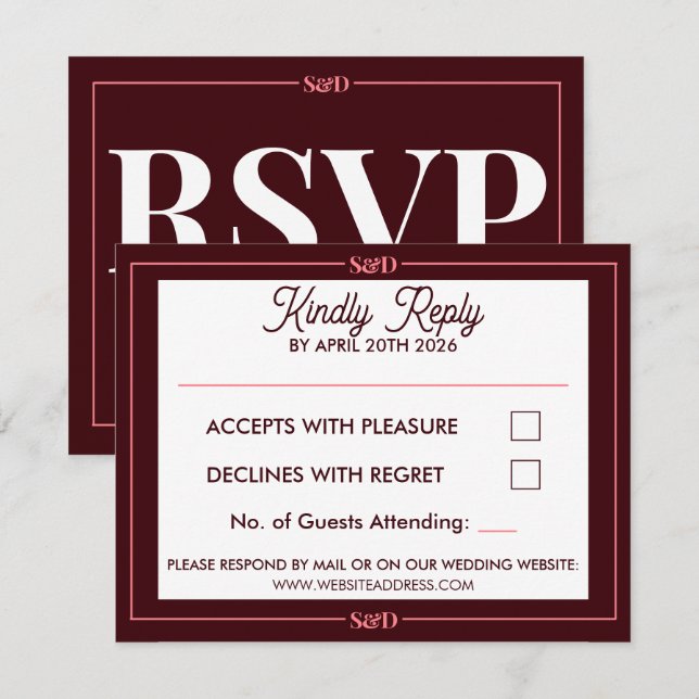 Tarjeta De Confirmación De Asistencia Minimalista Boda Editable Moderna (Anverso / Reverso)
