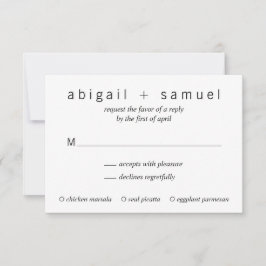 Tarjeta De Confirmación De Asistencia Minimalista Boda moderno negro y blanco