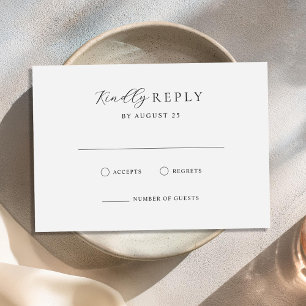 Tarjeta De Confirmación De Asistencia Minimalista Boda moderno negro y blanco