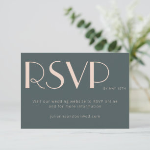 Tarjeta De Confirmación De Asistencia Minimalista elegante Boda de Rubor Verde azulado R