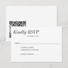 Minimalista Elegante Boda QR Clásico Blanco Negro