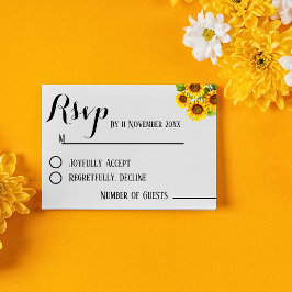 Tarjeta De Confirmación De Asistencia Minimalista Elegante matrimonio rústico de girasol