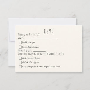 Tarjeta De Confirmación De Asistencia Minimalista moderno Guardar El Boda De Fecha Simpl