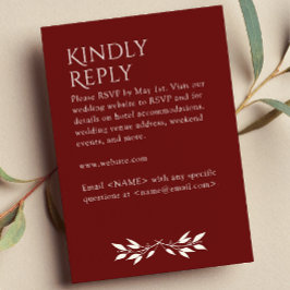 Tarjeta De Confirmación De Asistencia Minimalista Monograma Rojo rayado de palisandro