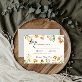 Tarjeta De Confirmación De Asistencia Minimalista temática de Boda Weadow Ivory Wildflow
