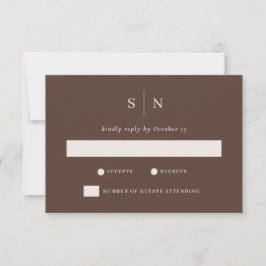 Tarjeta De Confirmación De Asistencia Minimalista y Chic Marrón | Boda Neutral