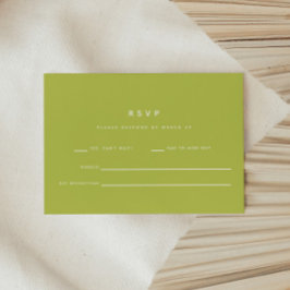 Tarjeta De Confirmación De Asistencia Minimalistic Bright Lime Green Wedding