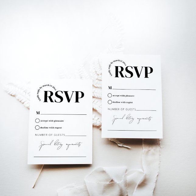 Tarjeta De Confirmación De Asistencia Mínimo moderno Monohrom simple Boda (Subido por el creador)