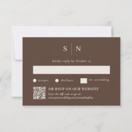 Tarjeta De Confirmación De Asistencia Mínimo y Chic Marrón | Tradicional y Código QR
