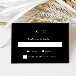 Tarjeta De Confirmación De Asistencia Mínimo y Moda Negro | BODA