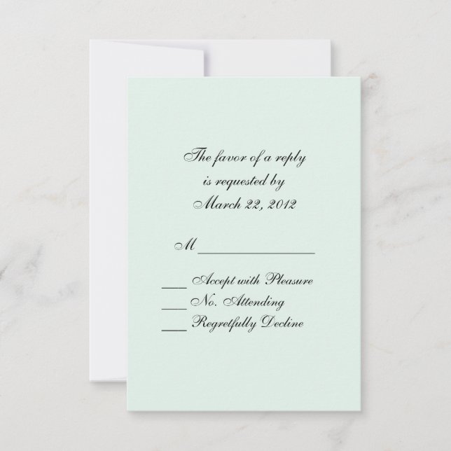 Tarjeta De Confirmación De Asistencia Mint Green (Anverso)