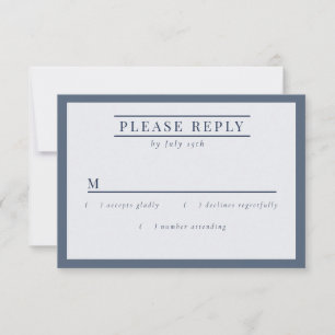 Tarjeta De Confirmación De Asistencia Misty Mountain Blue Gray White Elegant