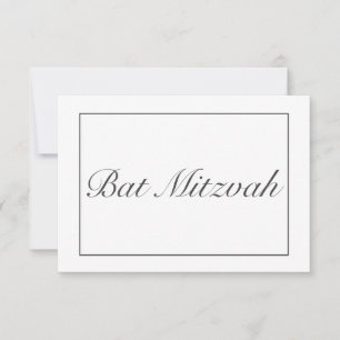 Tarjeta De Confirmación De Asistencia Mitzvah blanco negro Minimalista moderno