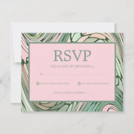 Tarjeta De Confirmación De Asistencia Mitzvah de murciélago rosa y verde simple y modern