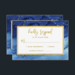 Tarjeta De Confirmación De Asistencia Mitzvah o Bat Mitzvah<br><div class="desc">Estas modernas tarjetas de respuesta de Rsvp Bar Mitzvah o Bat Mitzvah presentan un estilo moderno y atrevido de color azul,  con una moderna tipografía de escritura de oro.</div>