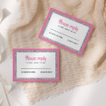 Tarjeta De Confirmación De Asistencia Mitzvah Purpurinoso Bat, rosa y plateado<br><div class="desc">Esta tarjeta de inserción de moda incluye letras en negrita en la parte delantera con un aspecto en capas en purpurina plateado y blanco, y una parte posterior de color sólido. Agregue el texto utilizando el formulario de plantilla. Cambie el tipo de letra, el diseño y los colores utilizando la...</div>