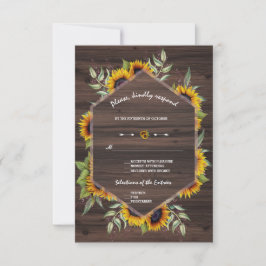 Tarjeta De Confirmación De Asistencia Moda acuarela girasoles Boda del antiguo granero