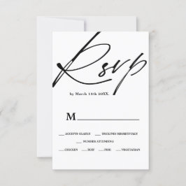 Tarjeta De Confirmación De Asistencia Moda boda de caligrafía de escritura blanca negra