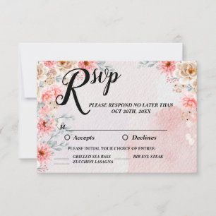 Tarjeta De Confirmación De Asistencia Moda Boda Floral Rosa