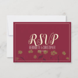 Tarjeta De Confirmación De Asistencia Moda boda Moderno Elegante Vino Rojo Simple