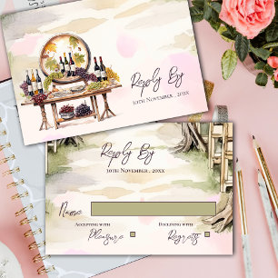 Tarjeta De Confirmación De Asistencia Moda Boda Rústico de Bodega inspirada en la Grapev