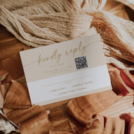 Tarjeta De Confirmación De Asistencia Moda Boho Vintage Gold Mail In y QR Code