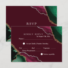 Moda Borgoña moderna y Boda de Agate Negro Verde