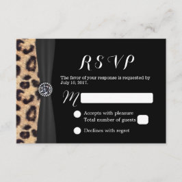 Tarjeta De Confirmación De Asistencia Moda Brillante Diamante & Leopard Print Wedding RS