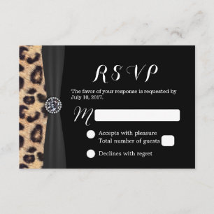 Tarjeta De Confirmación De Asistencia Moda Brillante Diamante & Leopard Print Wedding RS