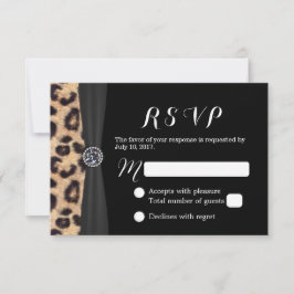 Tarjeta De Confirmación De Asistencia Moda Brillante Diamante & Leopard Print Wedding RS