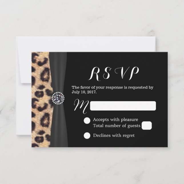 Tarjeta De Confirmación De Asistencia Moda Brillante Diamante & Leopard Print Wedding RS (Anverso)