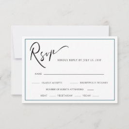 Tarjeta De Confirmación De Asistencia Moda caligrafía moderna Boda azul Verde azulado