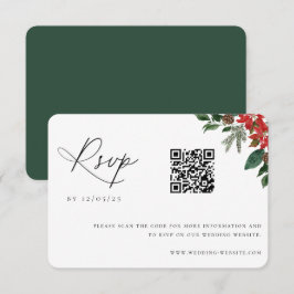 Tarjeta De Confirmación De Asistencia Moda contemporánea Boda de invierno Código QR