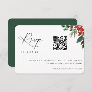 Tarjeta De Confirmación De Asistencia Moda contemporánea Boda de invierno Código QR