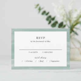 Tarjeta De Confirmación De Asistencia Moda costera Boda Elegante Verde Muerta