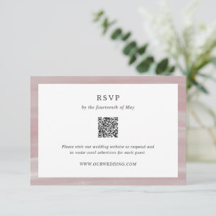 Tarjeta De Confirmación De Asistencia Moda costera Código QR rosa matrimonio elegante