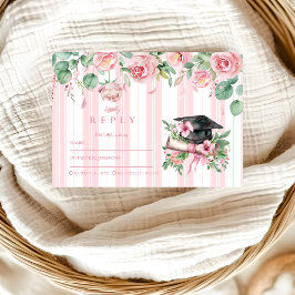 Tarjeta De Confirmación De Asistencia Moda Elegante Graduación Floral Rosa