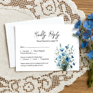 Tarjeta De Confirmación De Asistencia Moda Flores salvajes Dusty Blue & Sage Boho Boda