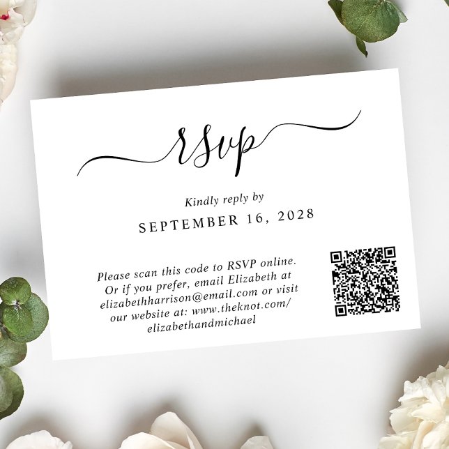 Tarjeta De Confirmación De Asistencia Moda Foto Boda de código QR (Our user-friendly template will generate your QR code automatically from your website address)