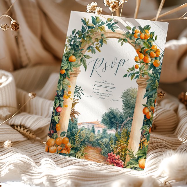 Tarjeta De Confirmación De Asistencia Moda Lemon Boda de verano mediterráneo (Subido por el creador)