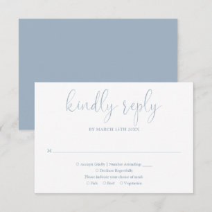 Tarjeta De Confirmación De Asistencia Moda moderna azul turbulenta Boda de guión elegant