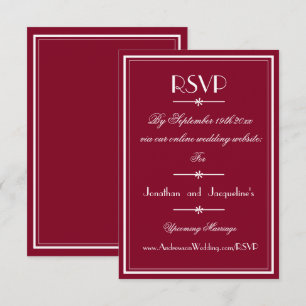 Tarjeta De Confirmación De Asistencia Moda moderna guión elegante Boda de Borgoña